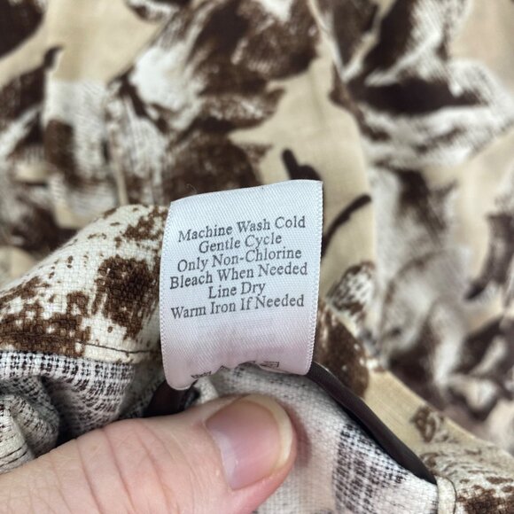Coldwater Creek Jacket Womens 10 Brown Floral Linen Blend Button Up 3/4 Sleeve - Picture 6 of 9